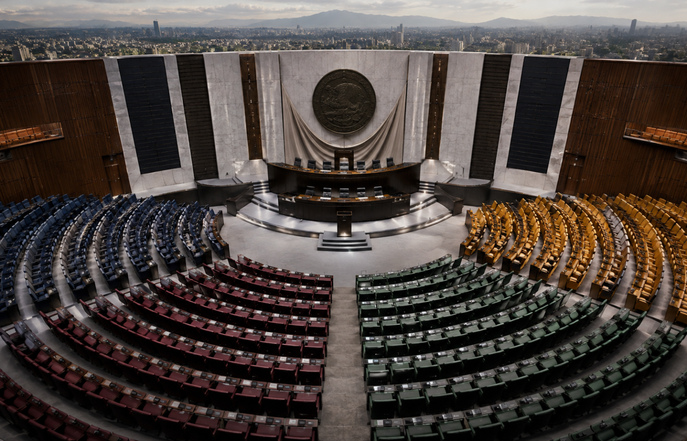 Ilustración editorial sobre los escenarios para la Cámara de Diputados después de 2027